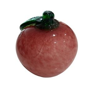 Pink Glass Apple Paperweight